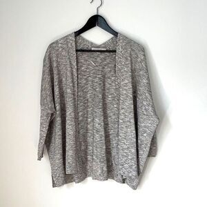 Loft Womens Open Front Cardigan Sweater Metallic Acrylic Blend Gray Small Petite